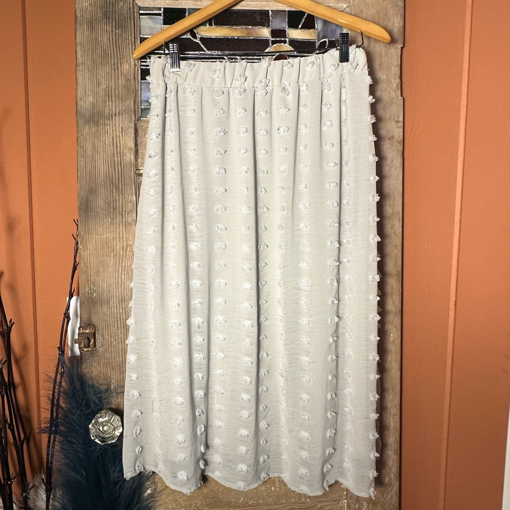 Polagram Cream Textured A-Line Skirt
